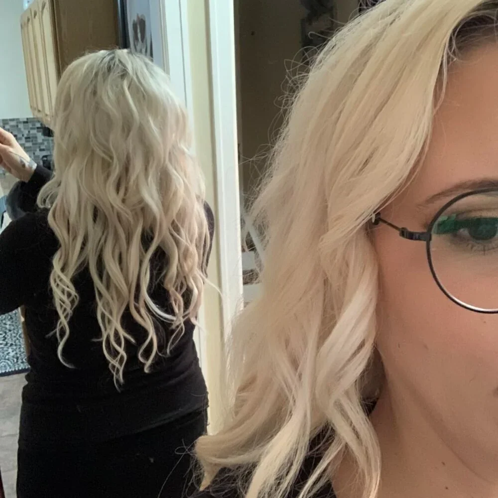 Clip in Hair Extensions Platinum Blonde Human Hair Clip in Extensions Straight H